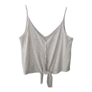 Urban Outfitters Cream Pink Waffle Front Tie Knit Camisole Cami Size M Cute